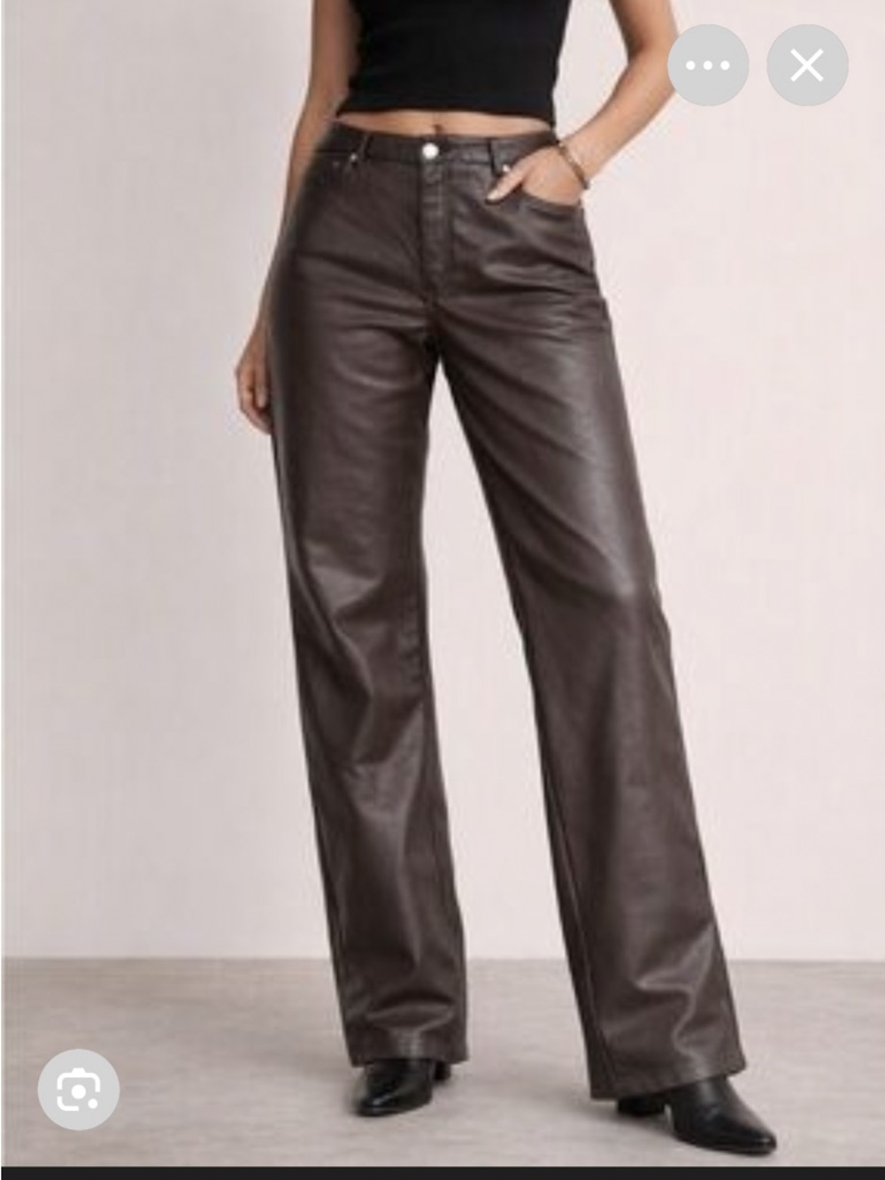 H&M Brown wide leg leather pants